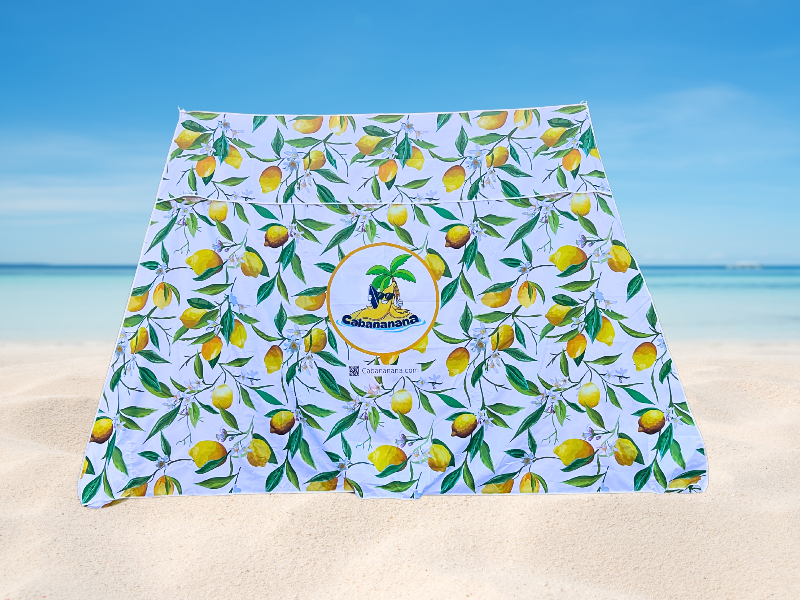 Lemon Print Side wall for beach cabana, compatible with CoolCabana