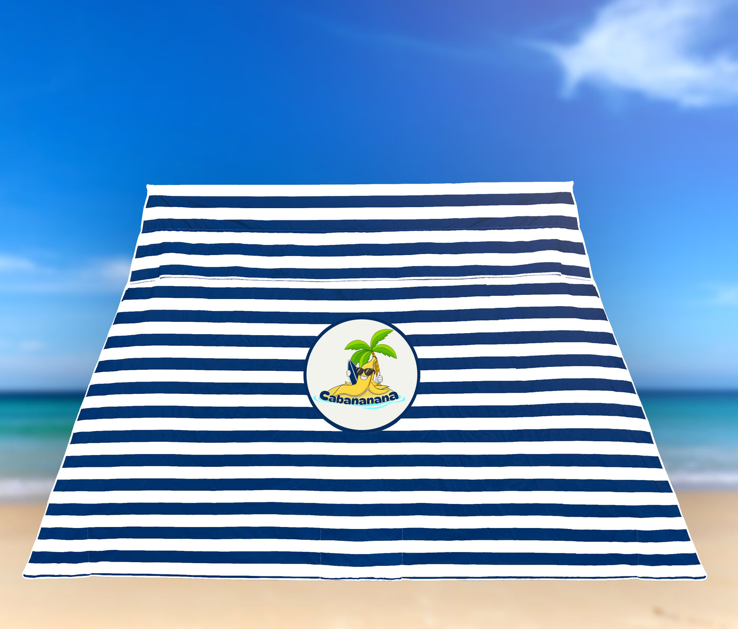 Navy Stripe Side wall for beach cabana, compatible with CoolCabana