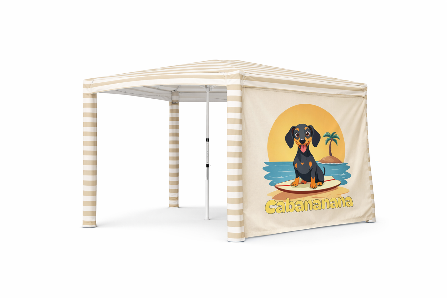 Waterproof beach cabana side wall compatible with CoolCabana providing shade and privacy