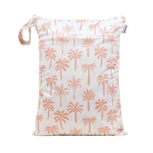 dry wet bag with pink palm print