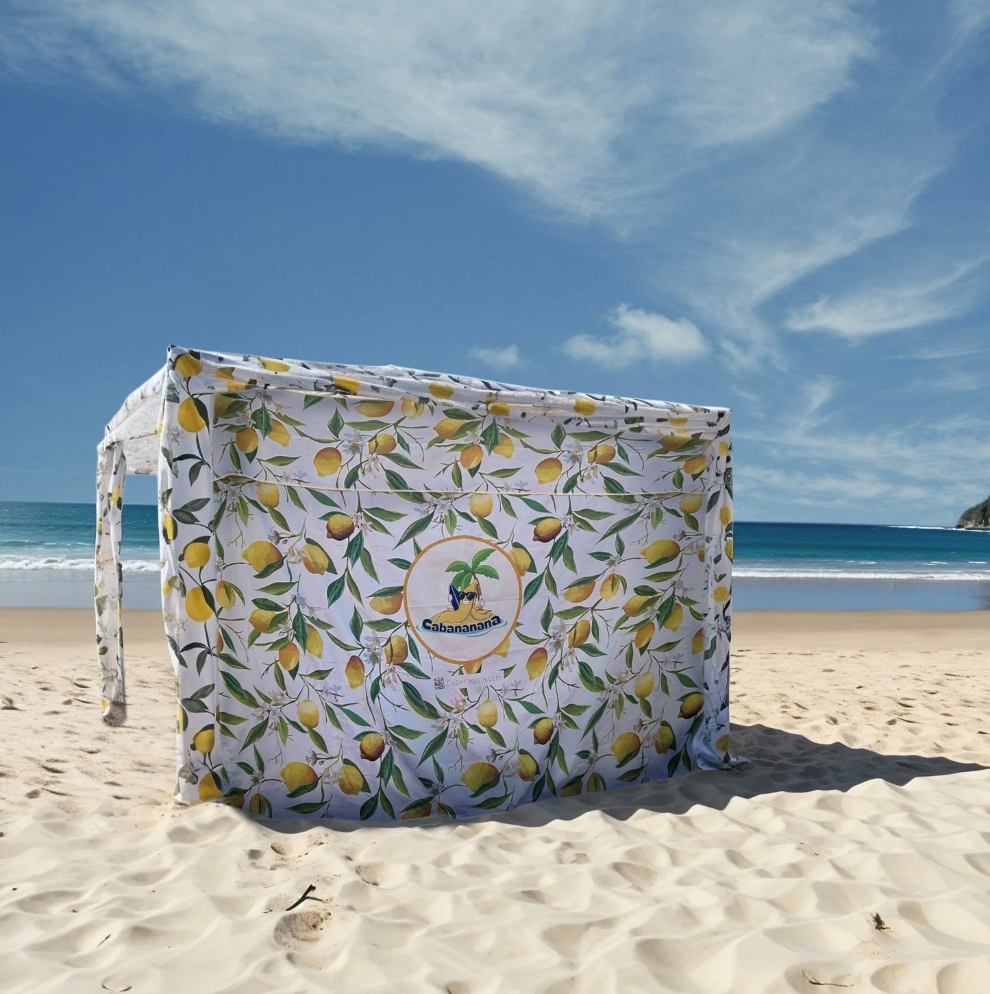 beach cabana side wall lemon print